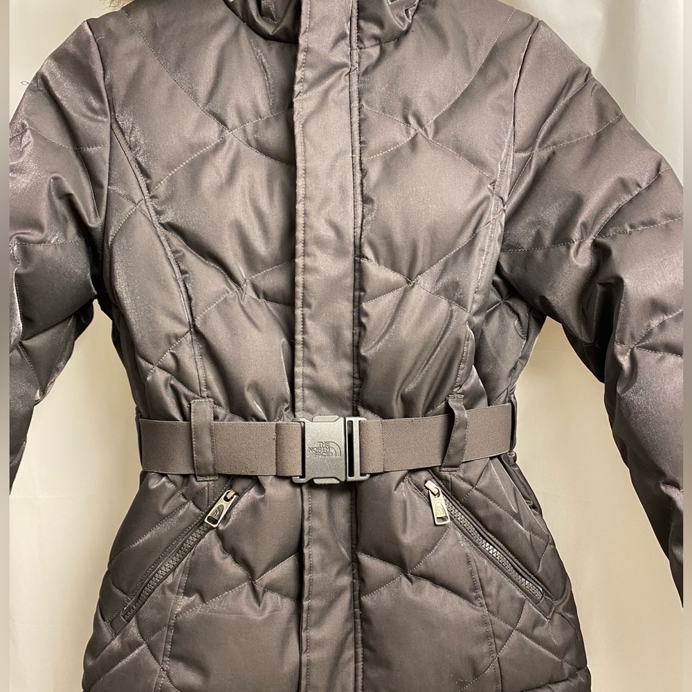 The North Face Grey Down Jacket with Faux Fur Trim - Picture 3 of 14